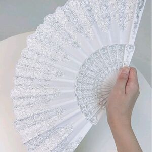 Intricate White Lace Fan